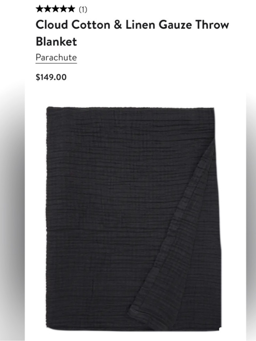 Parachute cloud cotton & linen throw blanket in coal - Picture 3 of 4